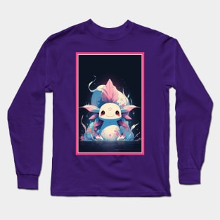 Cute Axolotl Anime Art Design | Cute Animals | Axolotl Hentaii Chibi Kawaii Design Long Sleeve T-Shirt